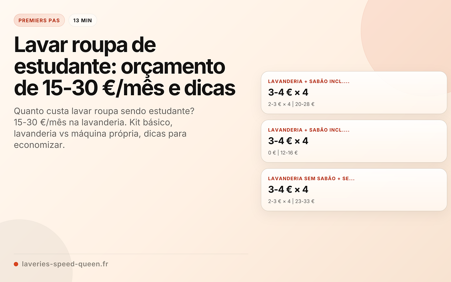 Lavar roupa de estudante: orçamento de 15-30 €/mês e dicas