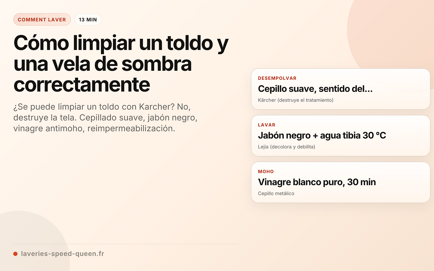 Cómo limpiar un toldo y una vela de sombra correctamente