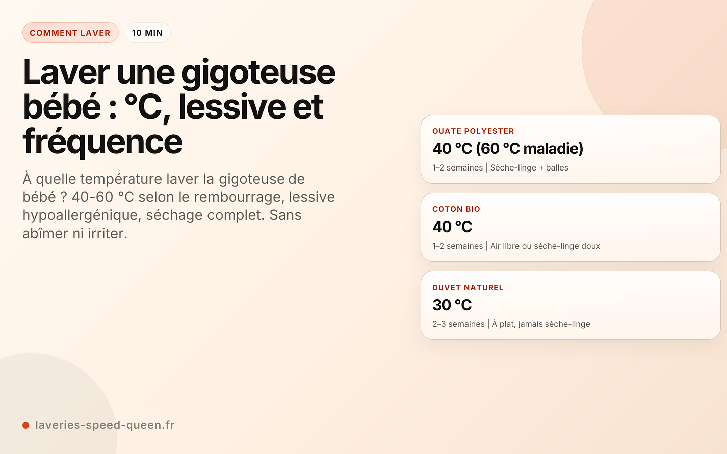 Laver une gigoteuse bébé : °C, lessive et fréquence