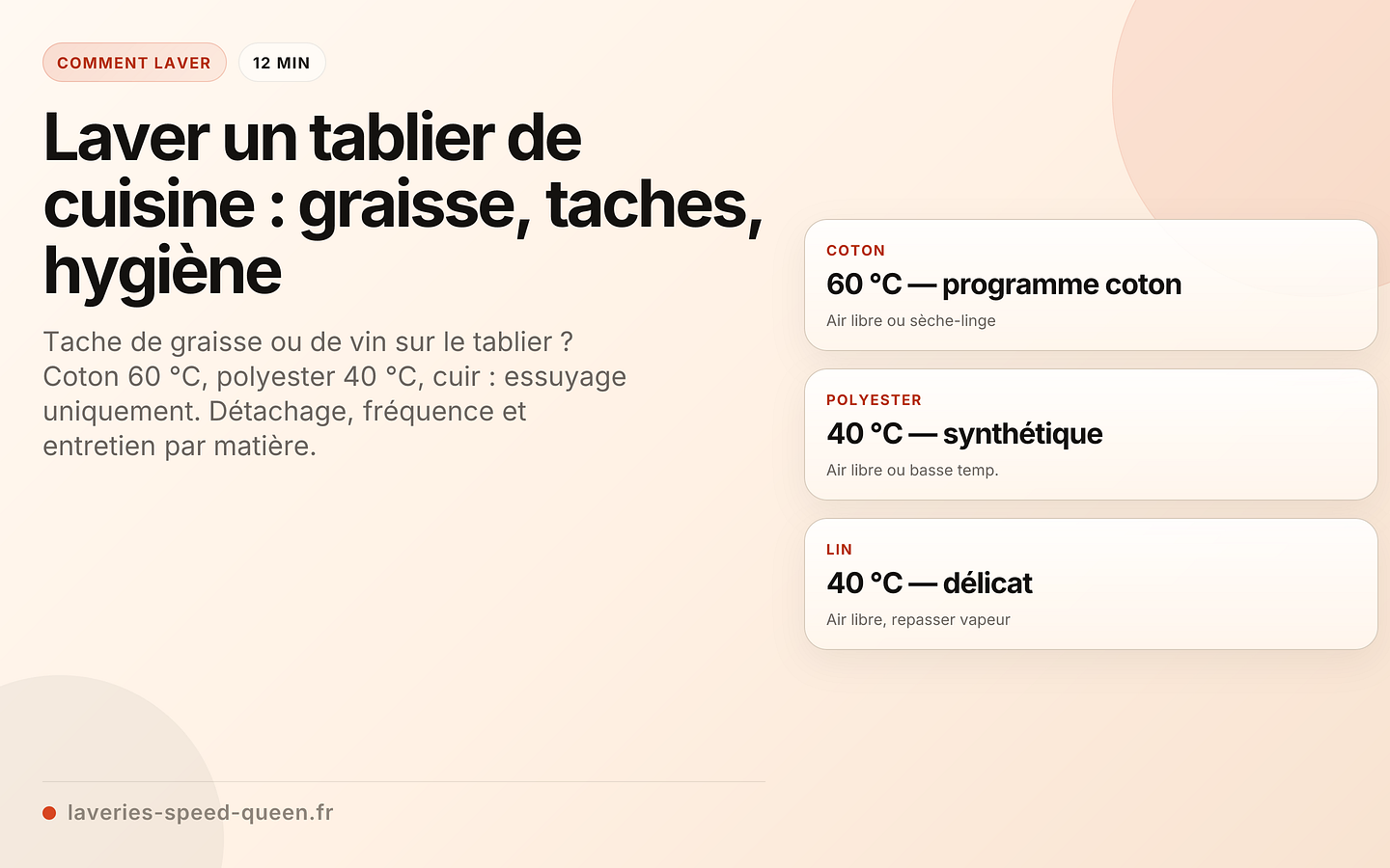 Laver un tablier de cuisine : graisse, taches, hygiène