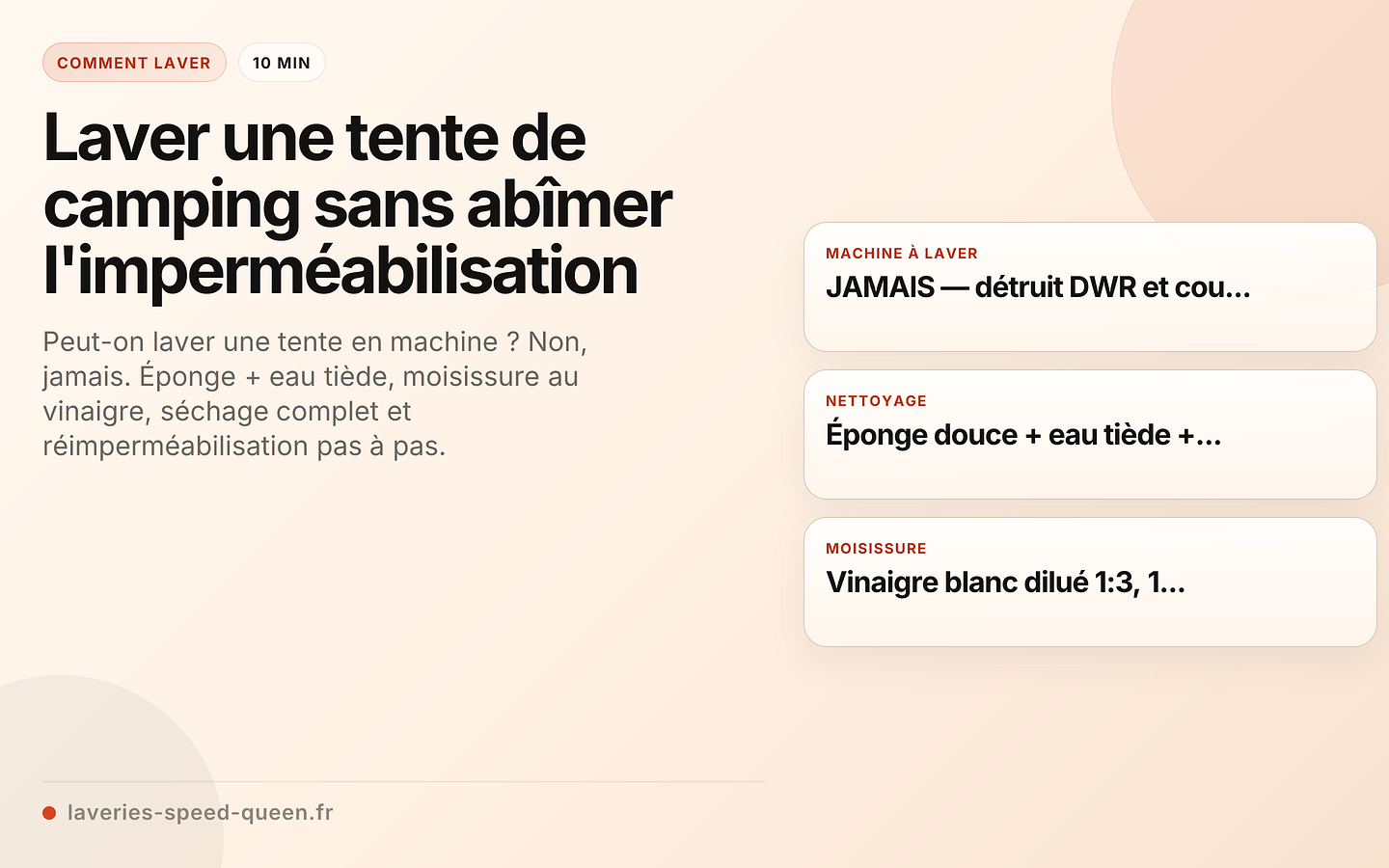 Laver une tente de camping sans abîmer l'imperméabilisation