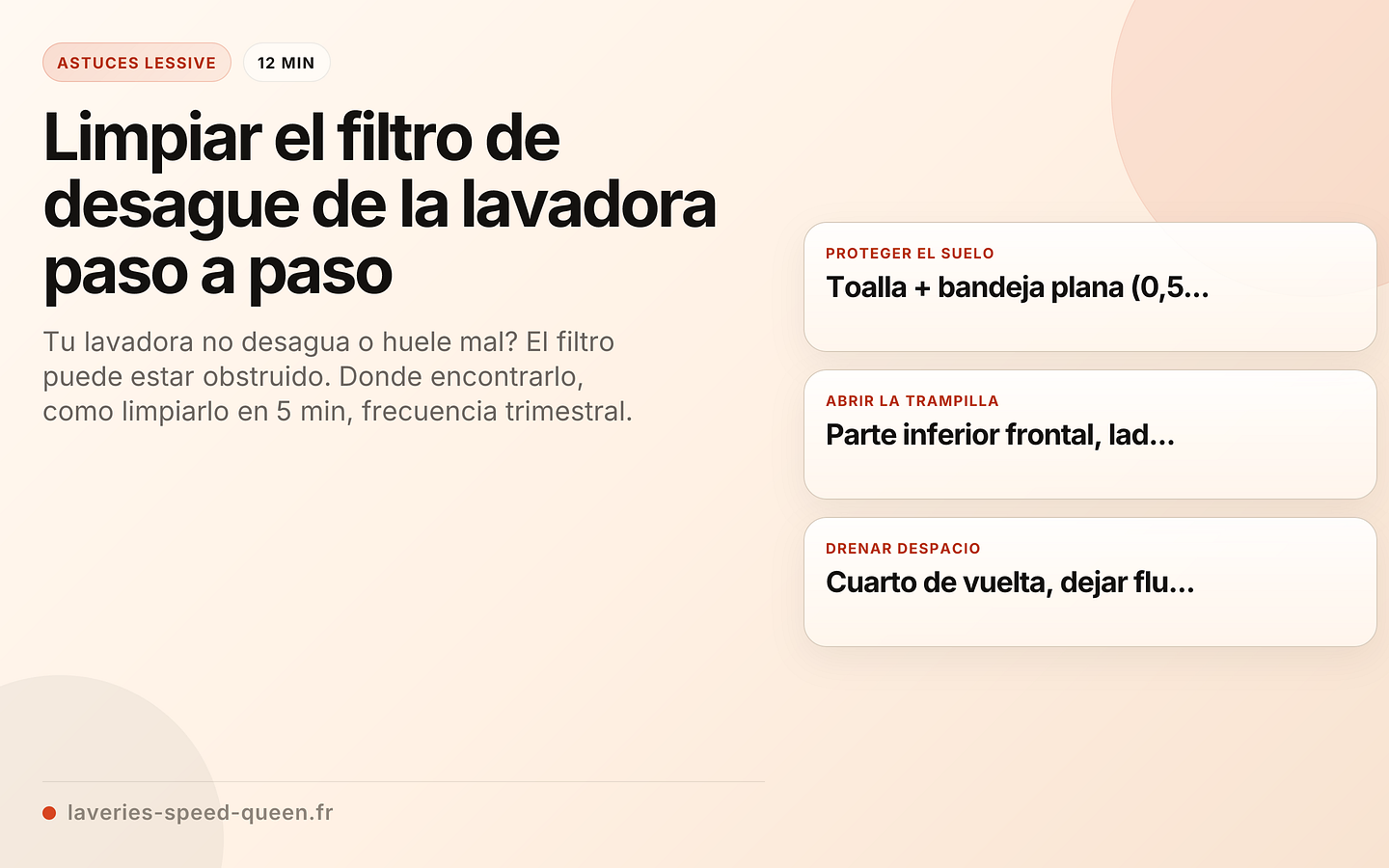 Limpiar el filtro de desague de la lavadora paso a paso