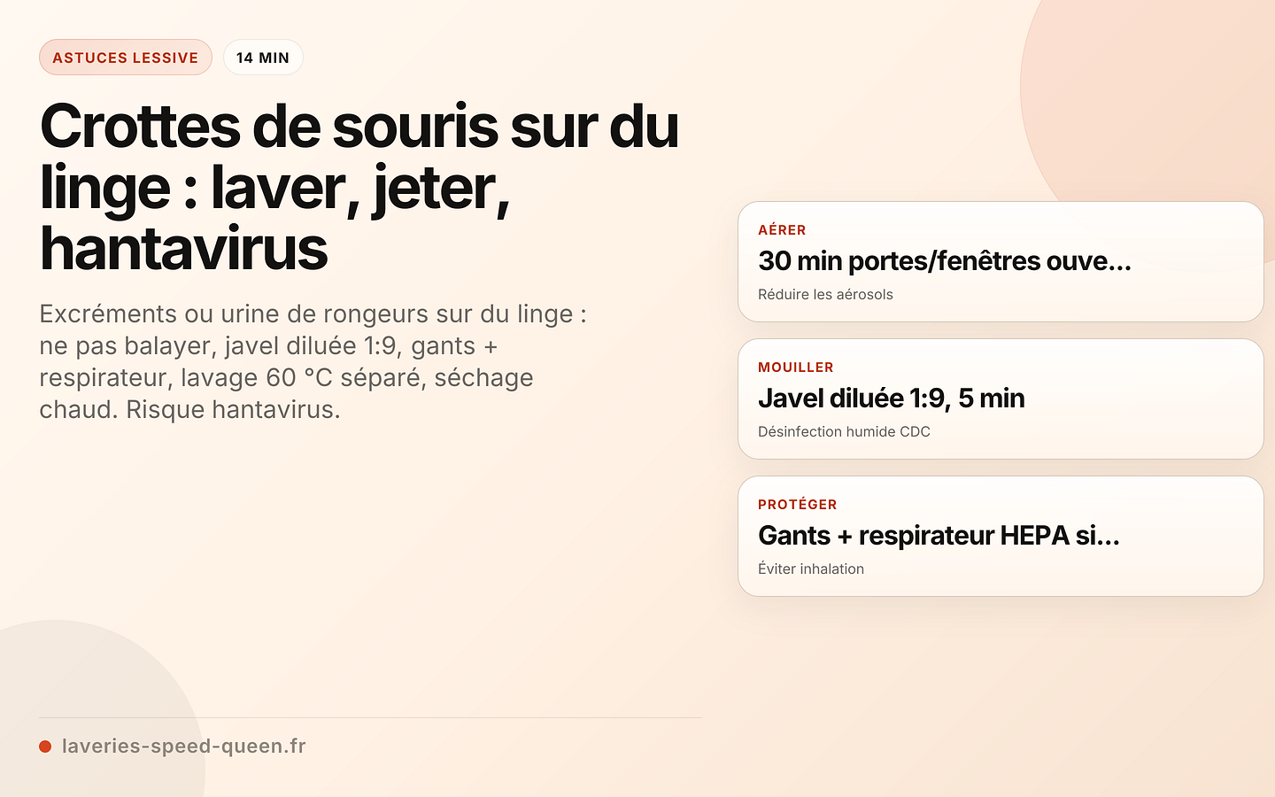 Protocole de lavage du linge contaminé par des rongeurs