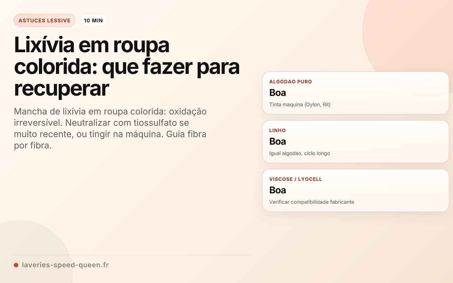 Protocolo de recuperação de uma mancha de lixívia em roupa colorida