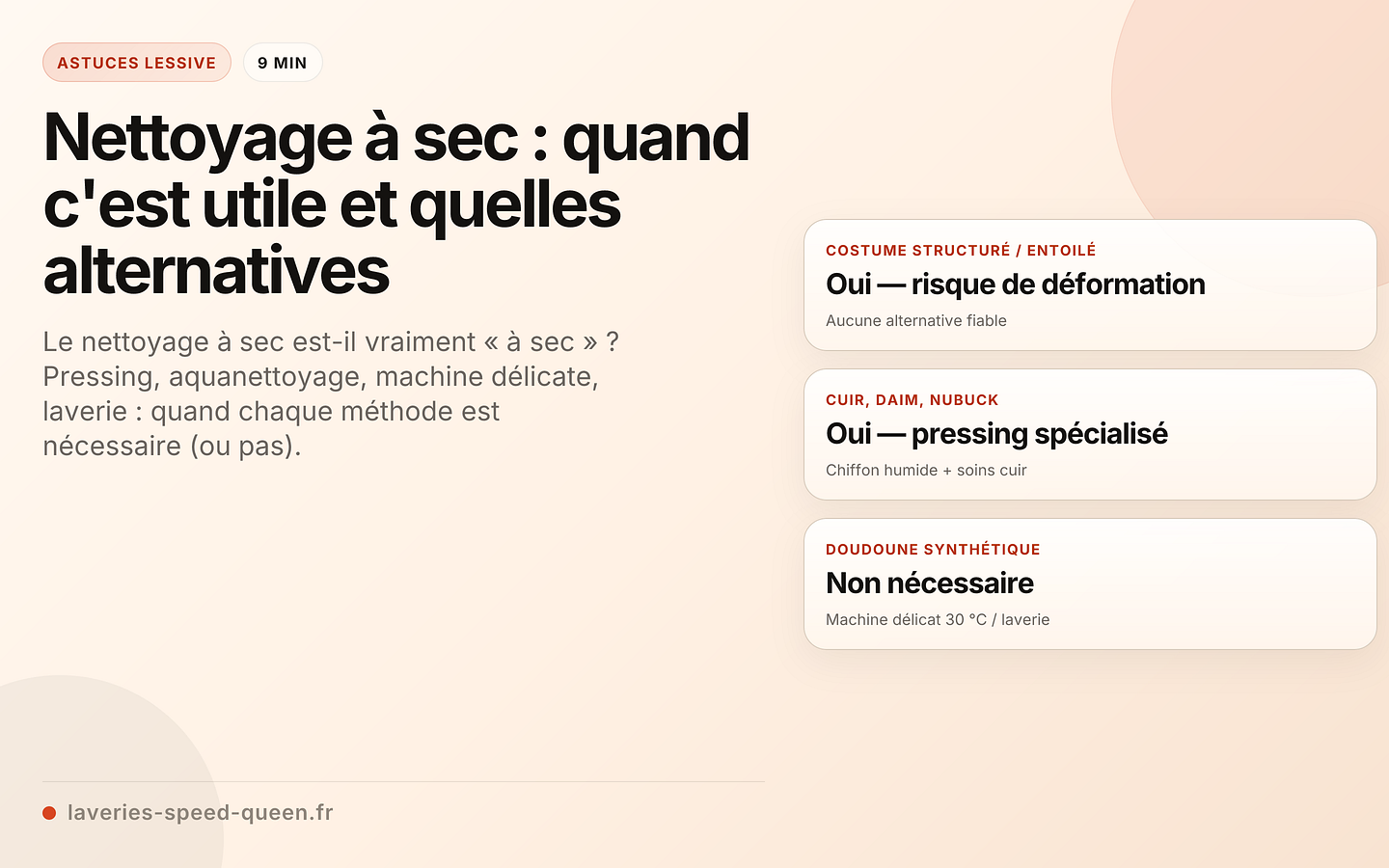 Nettoyage à sec : quand c'est utile et quelles alternatives
