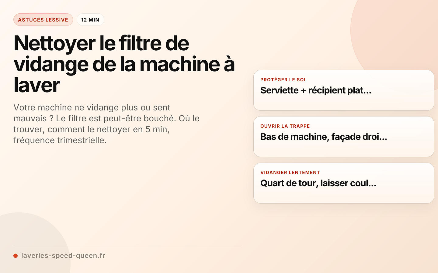 Nettoyer le filtre de vidange de la machine à laver