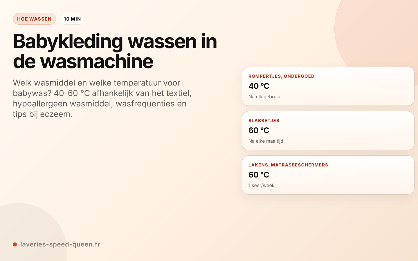 Wastemperatuur en wasfrequentie voor babywas