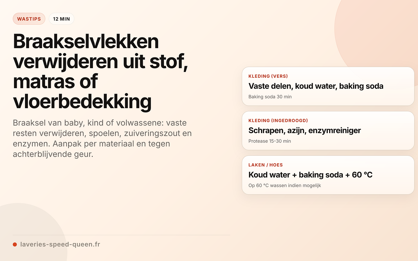 Stappenplan voor het verwijderen van braaksel per materiaal