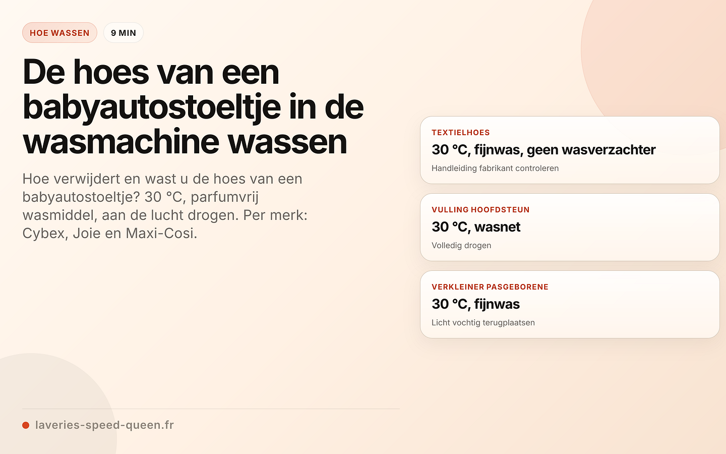 De hoes van een babyautostoeltje wassen