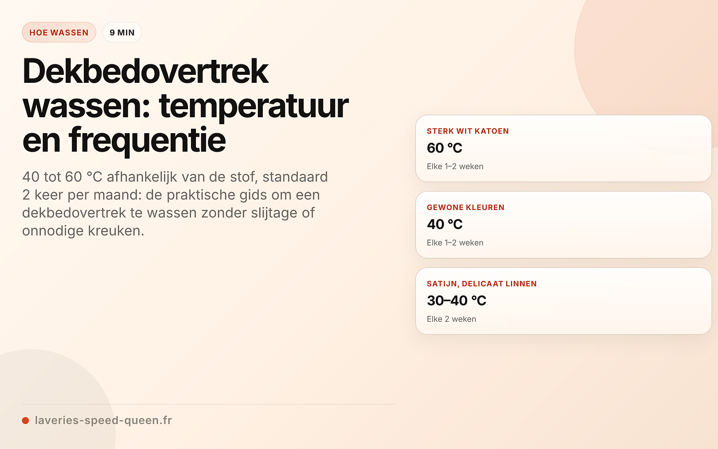 Dekbedovertrek: temperatuur en frequentie