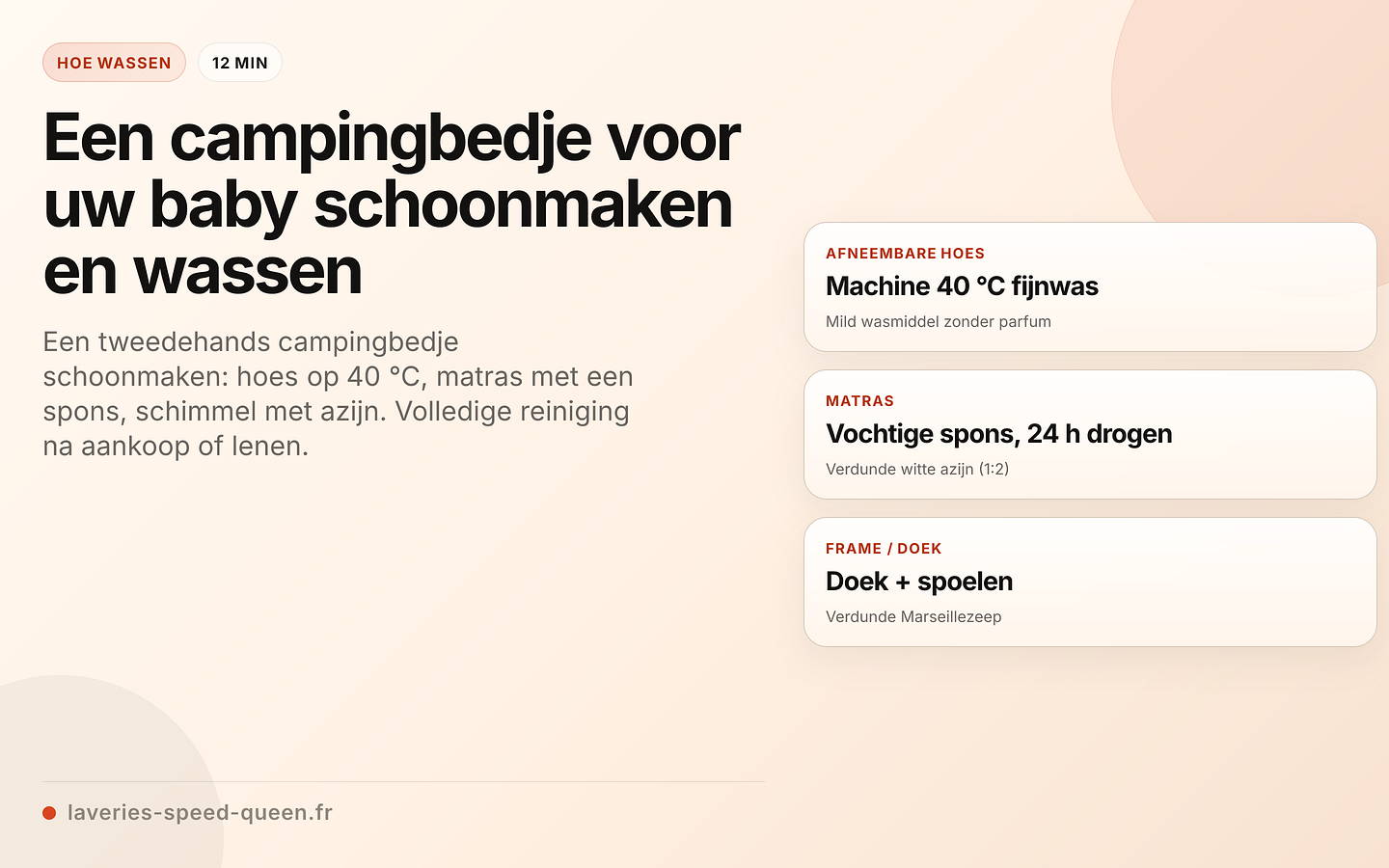 Een campingbedje per onderdeel schoonmaken