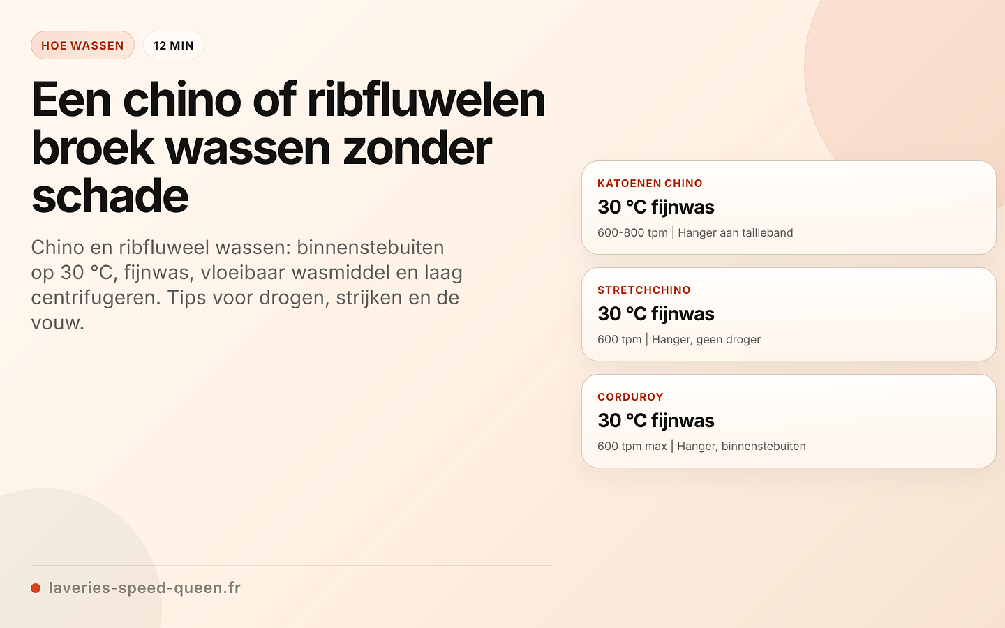 Wasprogramma voor chino's en ribfluwelen broeken