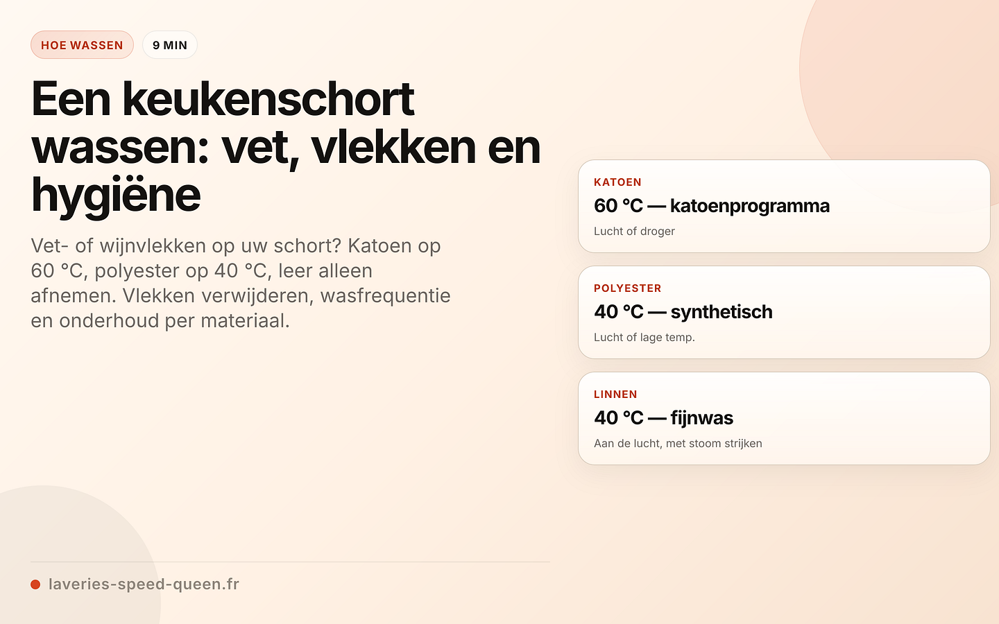 Schorten wassen per materiaal