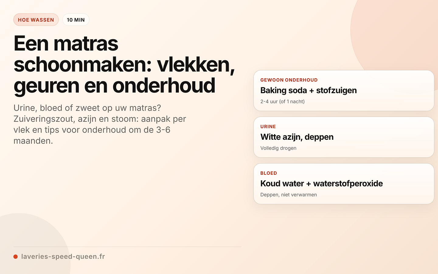 Een matras schoonmaken met een aanpak per soort vlek