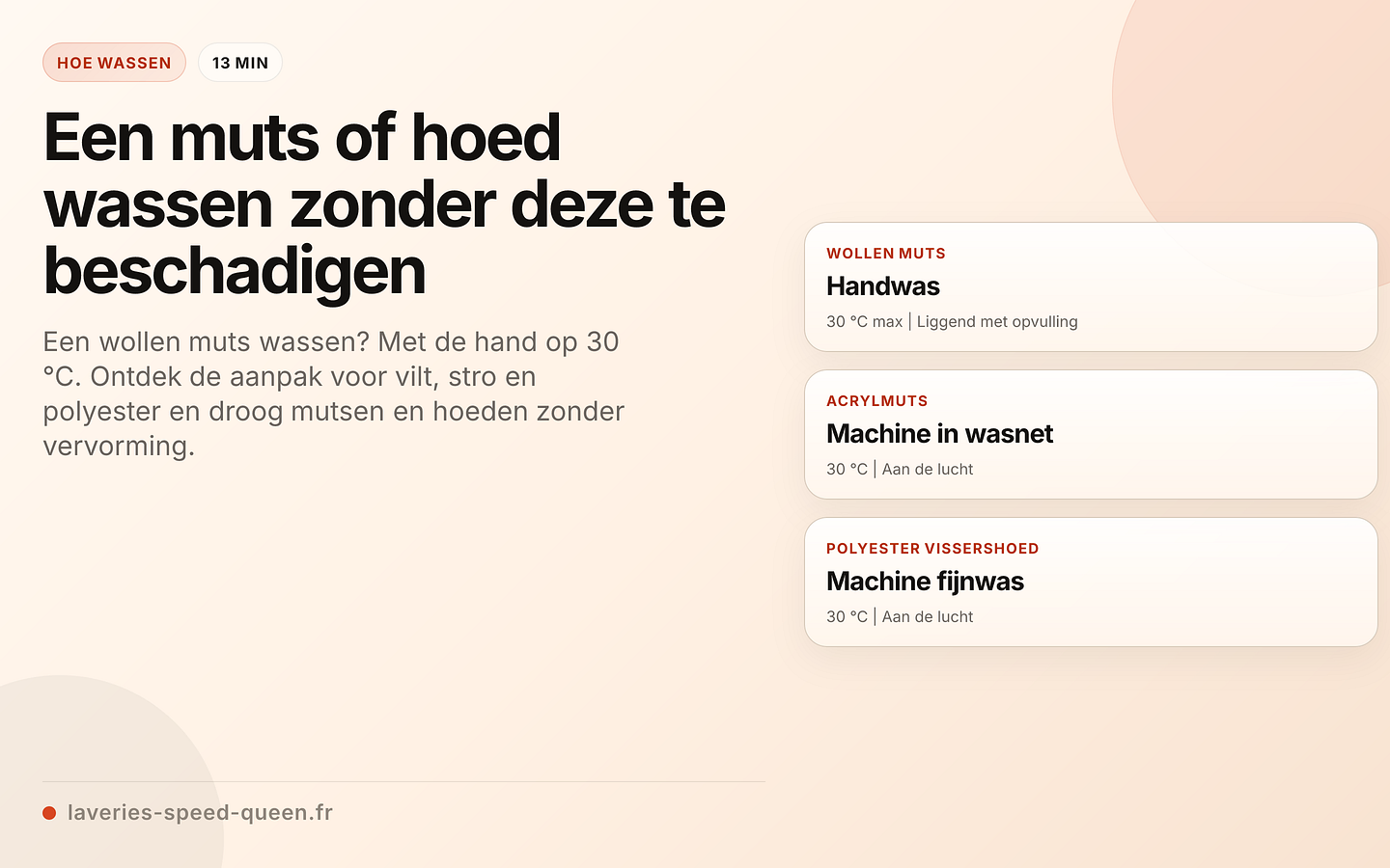 Wasmethoden per soort hoofddeksel