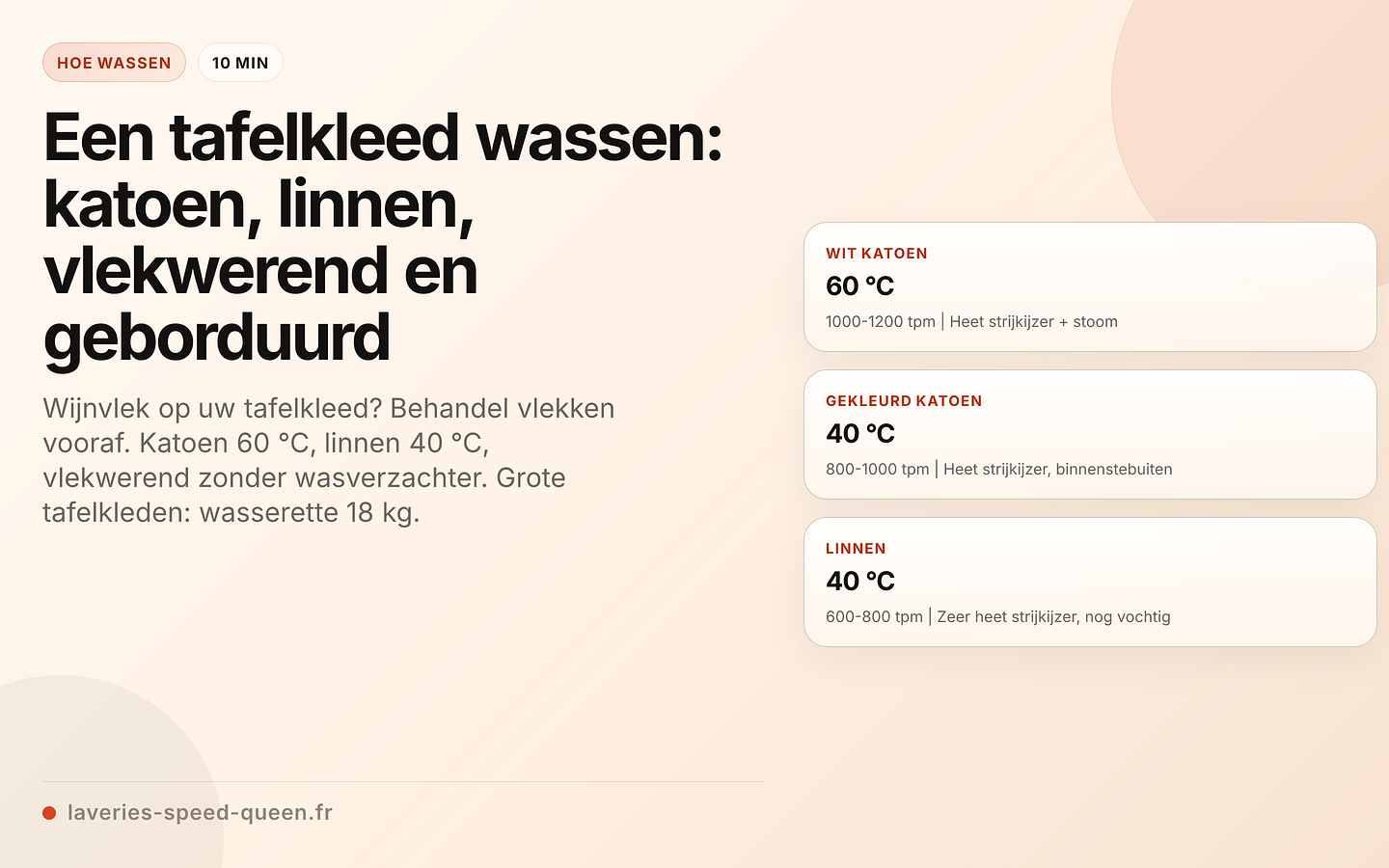 Tafelkleden wassen per stofsoort