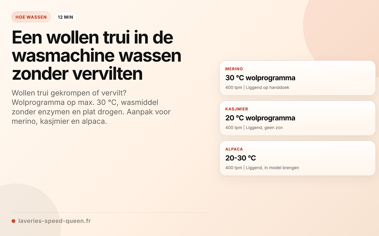 Wassen per wolsoort