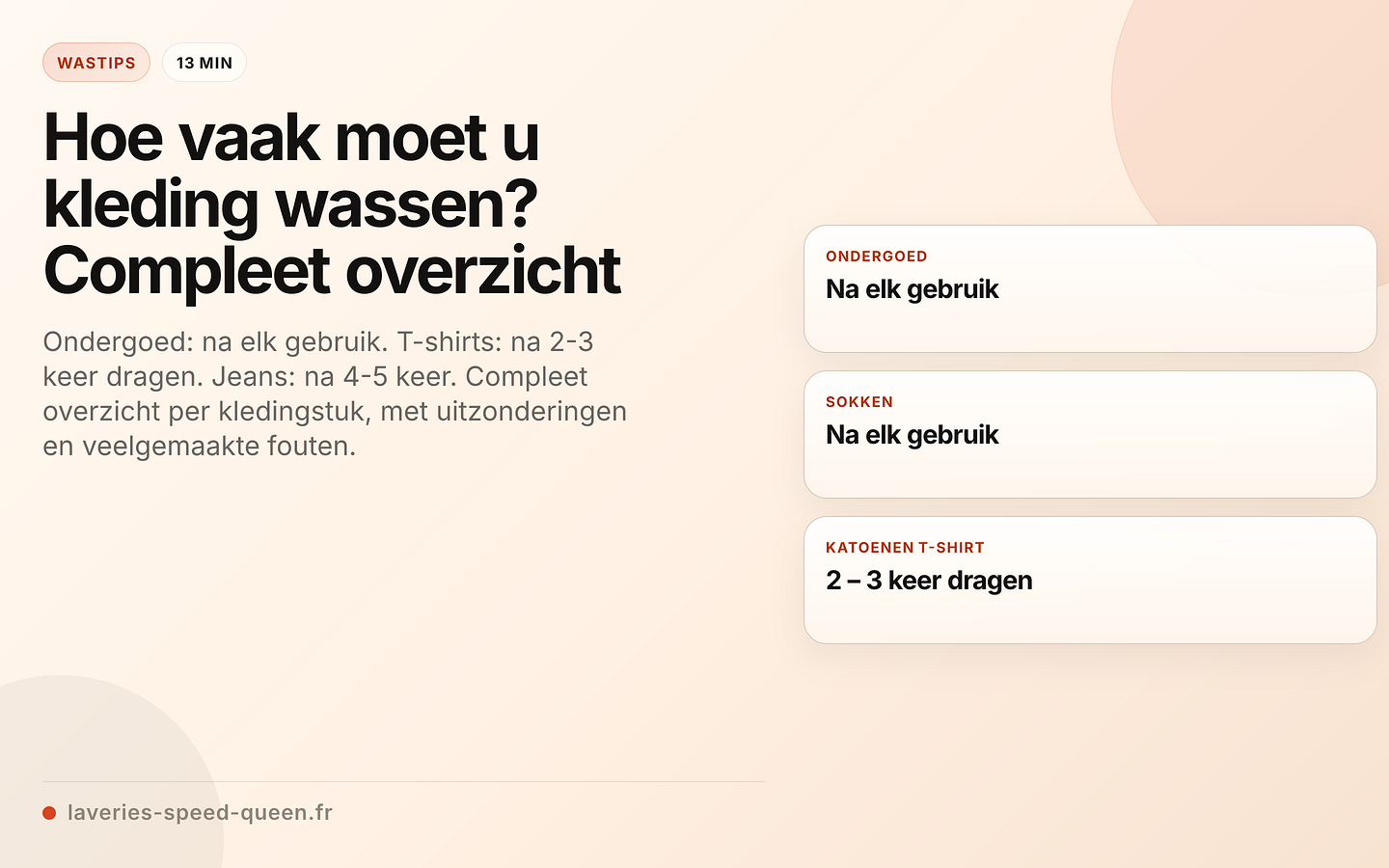 Aanbevolen wasfrequentie