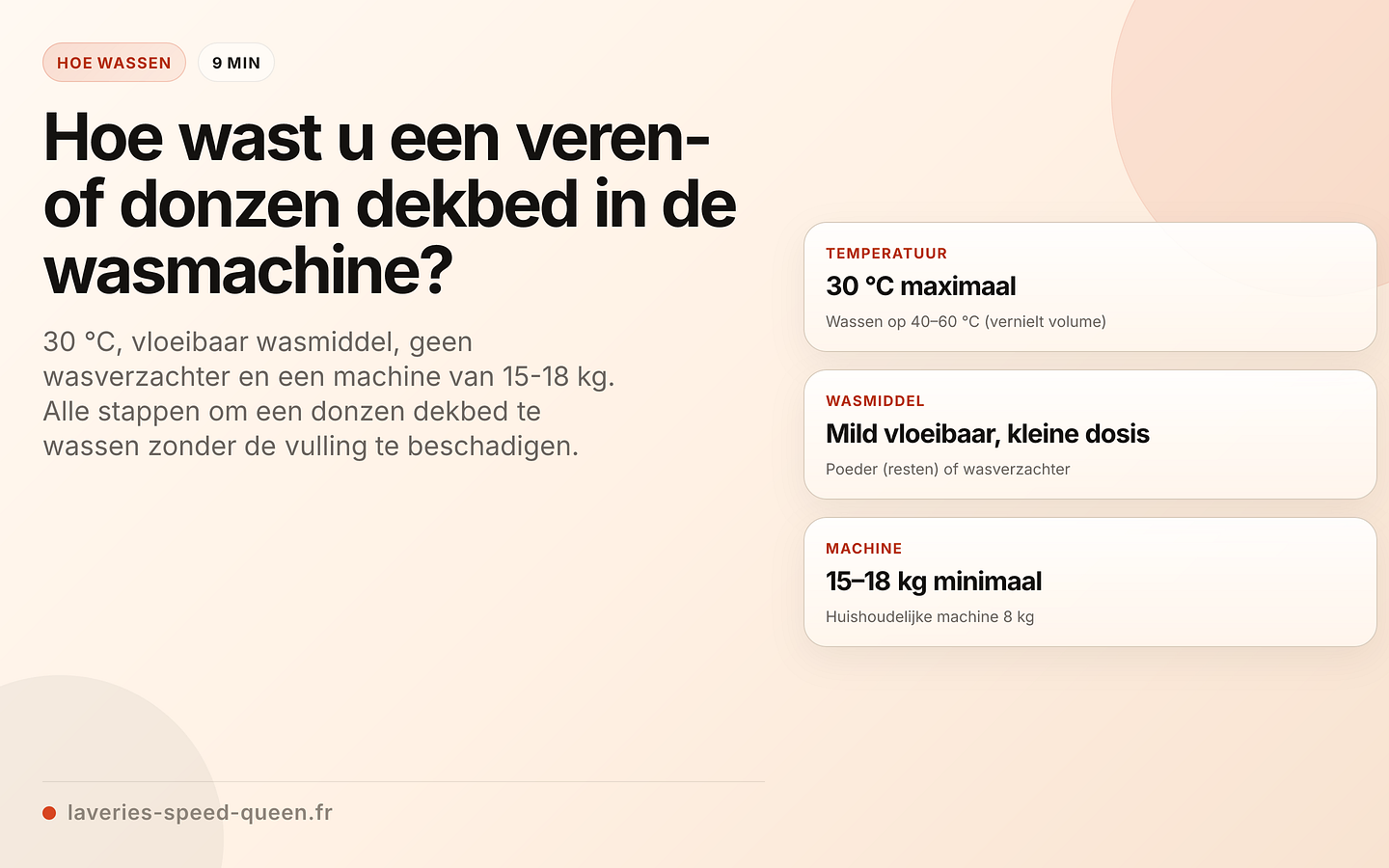 Wasvoorschriften voor een veren- of donzen dekbed