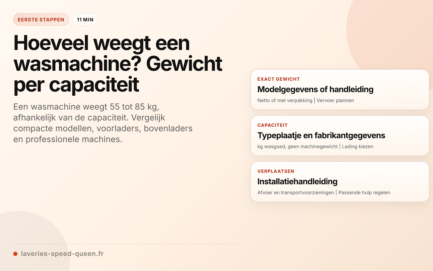 Gewicht van een wasmachine per capaciteit