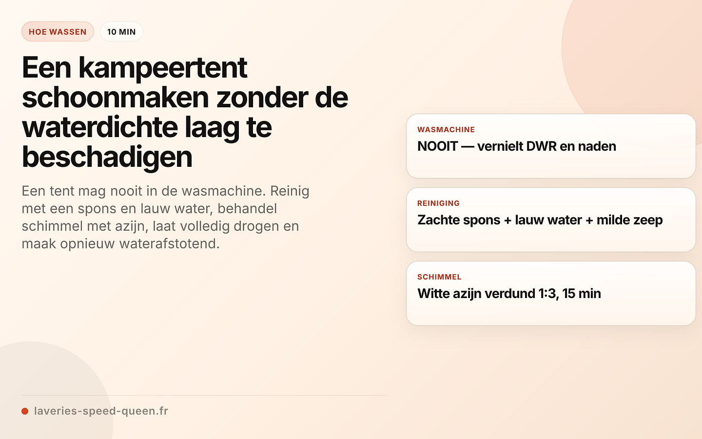 Onderhoud van een kampeertent