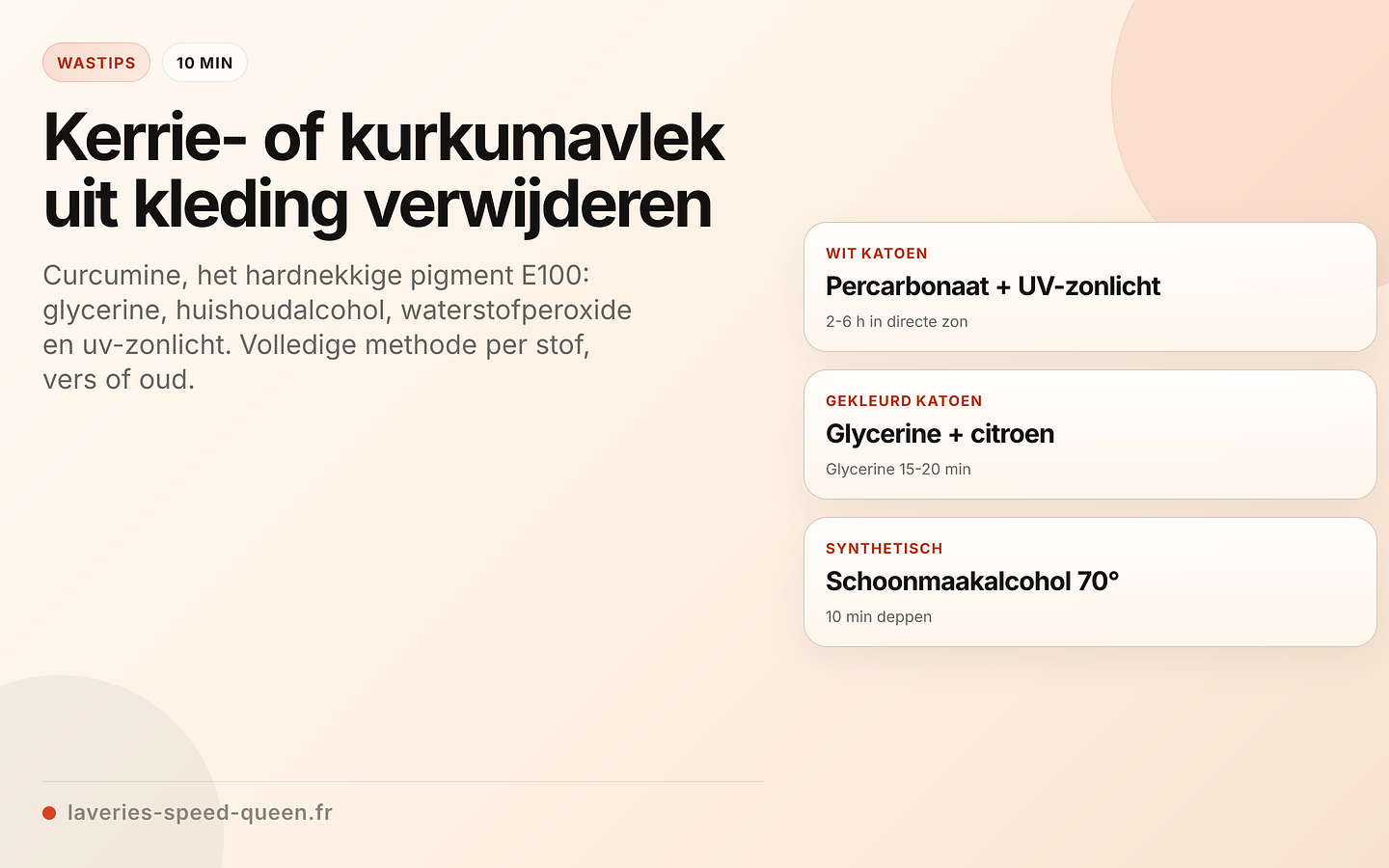 Kerrie- en kurkumavlekken verwijderen per stof