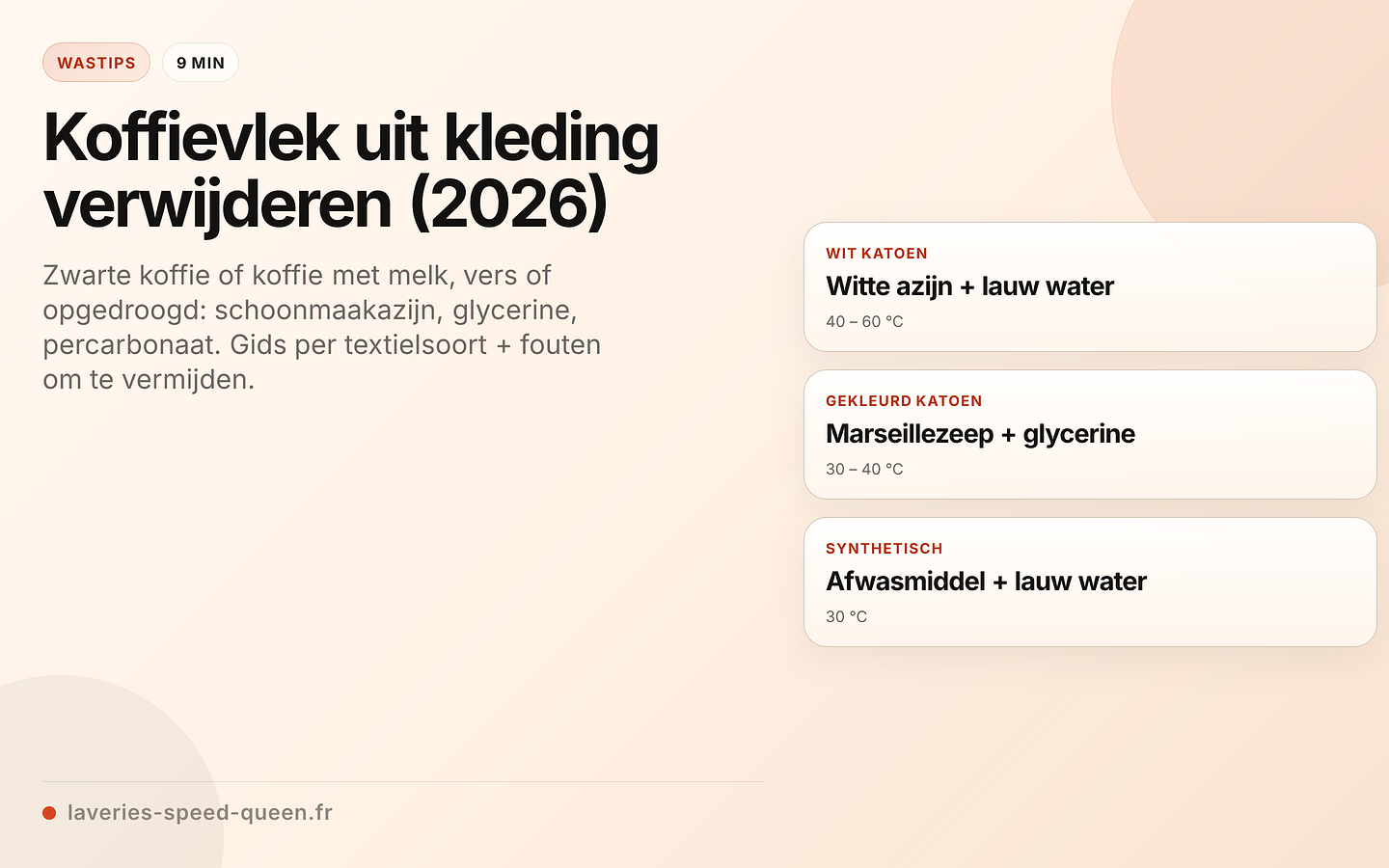 Koffievlekken verwijderen per soort stof