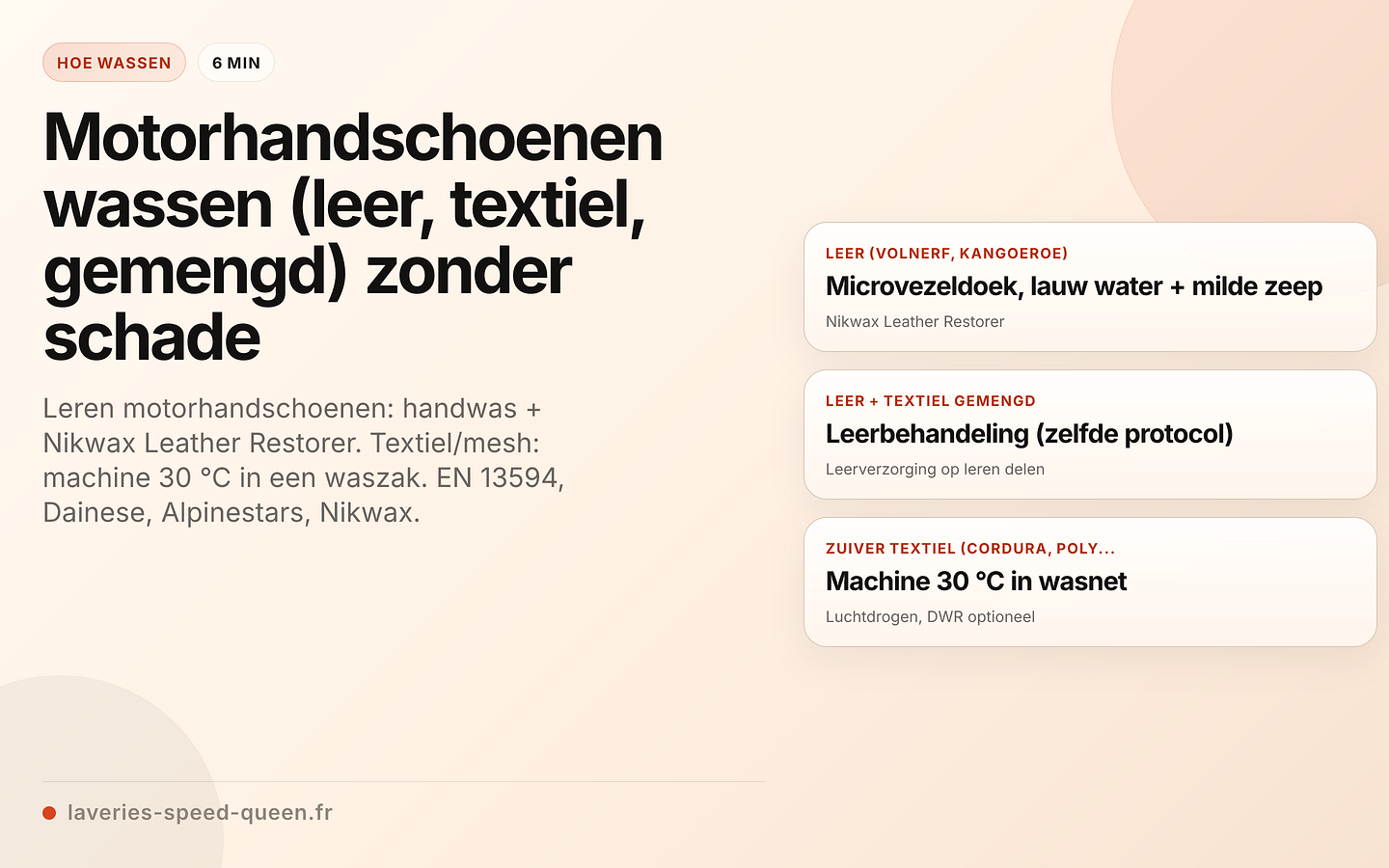 Wasprotocol voor leren en textiele motorhandschoenen