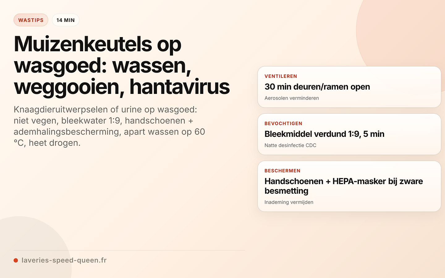 Wasprotocol voor wasgoed dat door knaagdieren is besmet