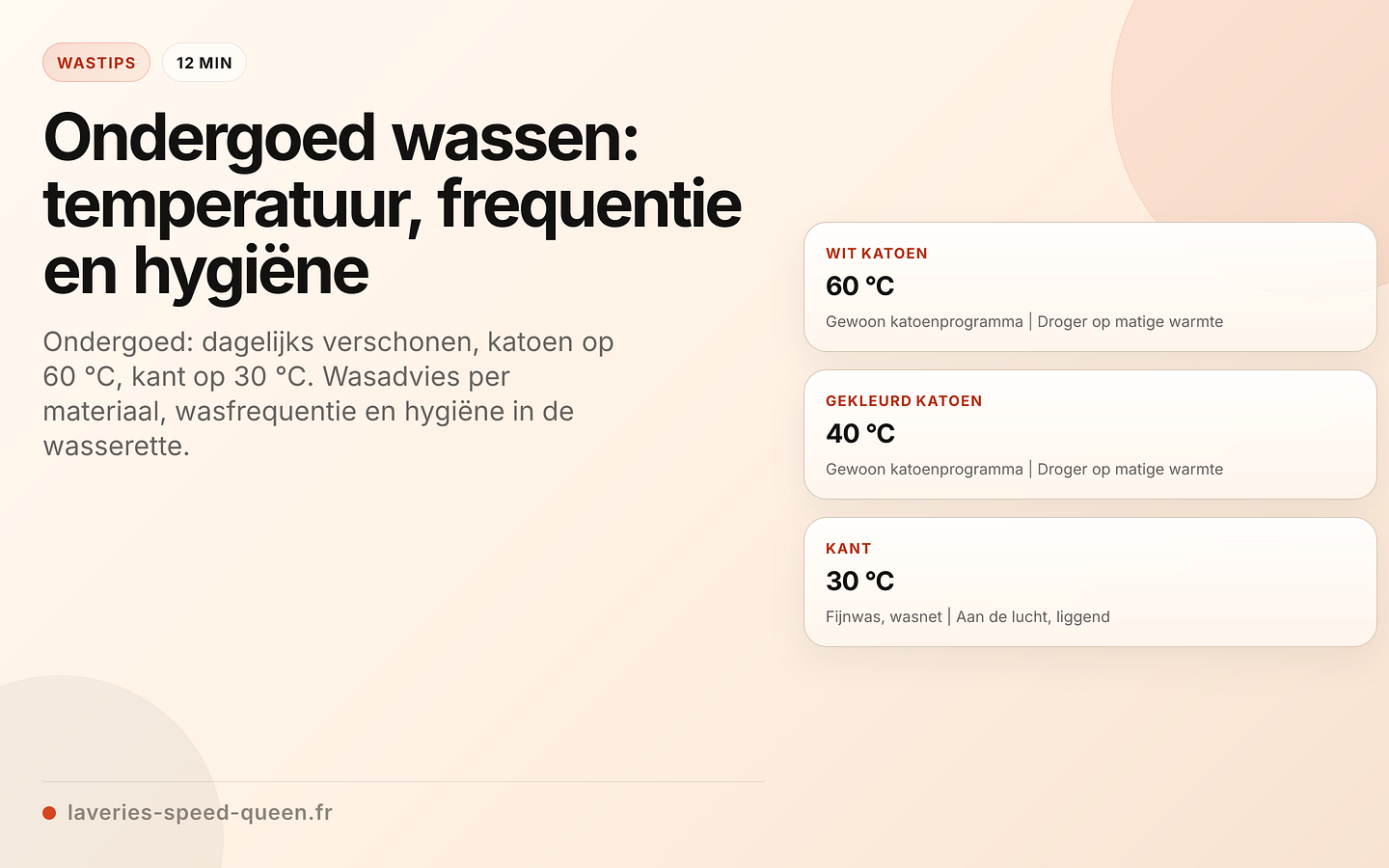 Wastemperatuur voor ondergoed per materiaal
