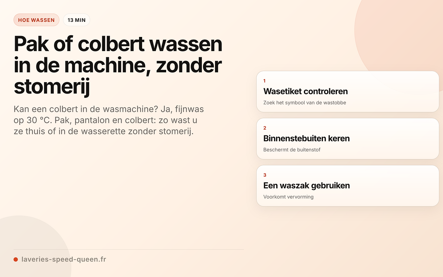 Pak of colbert wassen in de machine, zonder stomerij