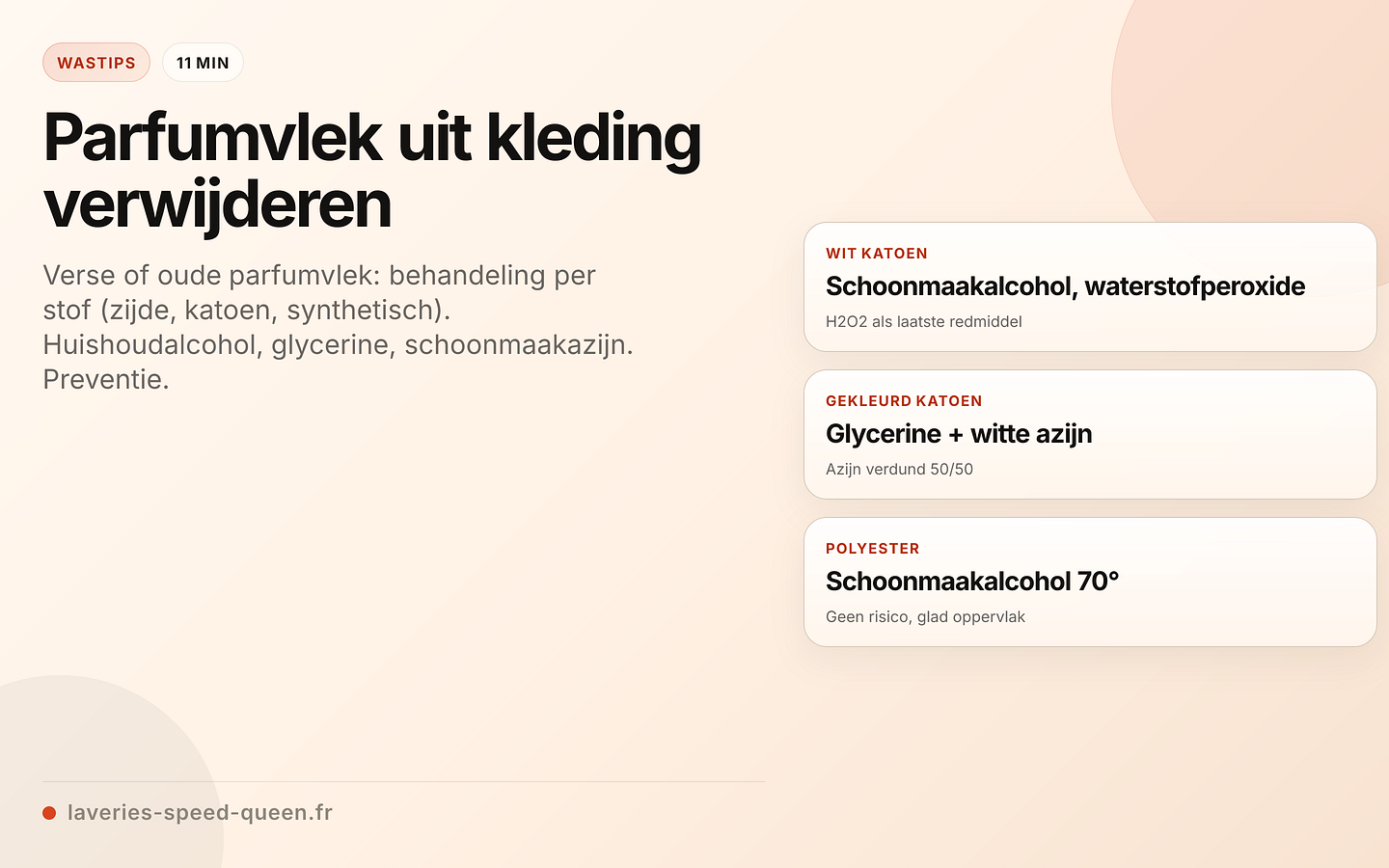 Parfumvlekken verwijderen per stof
