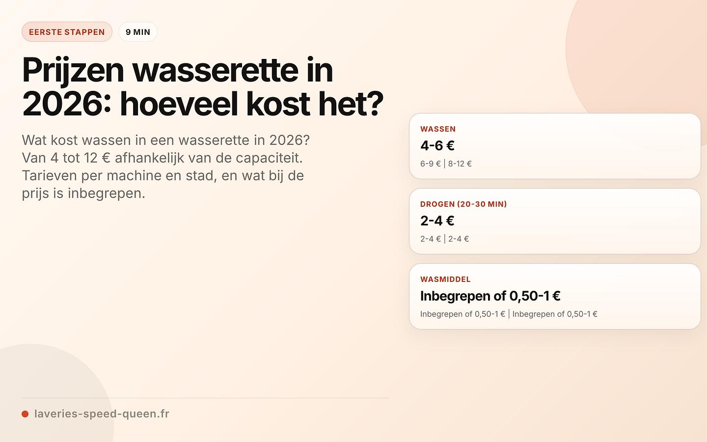 Prijzen van wasserettes in Frankrijk (2026)