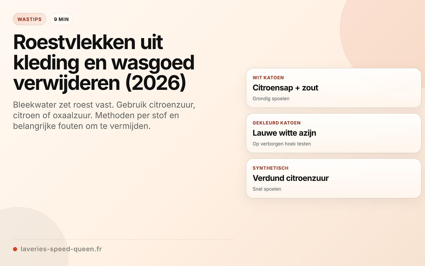 Roestvlekken verwijderen per stofsoort