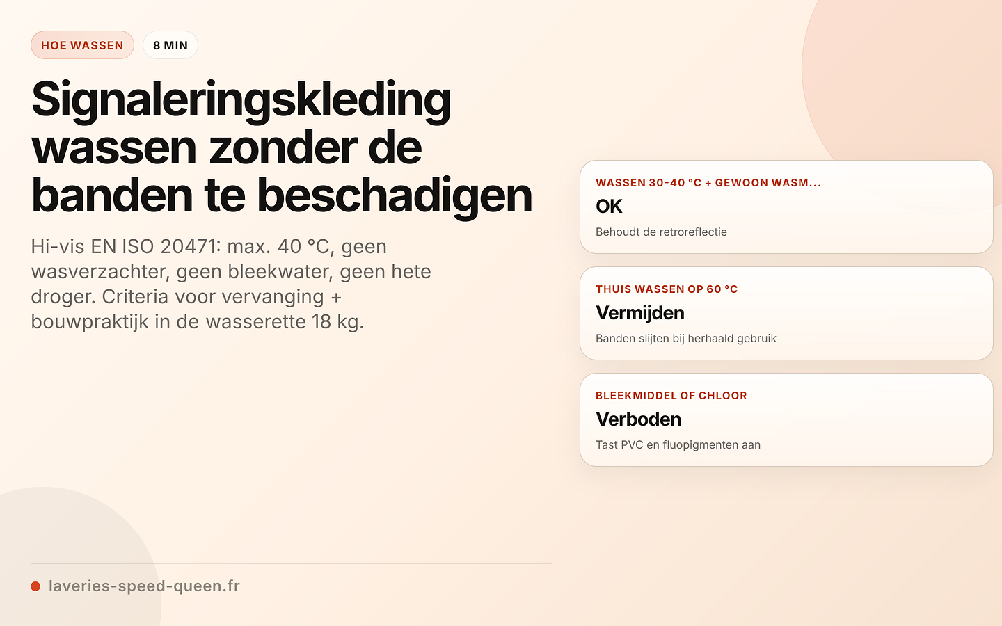 Wasprotocol voor signaleringskleding volgens ISO 20471