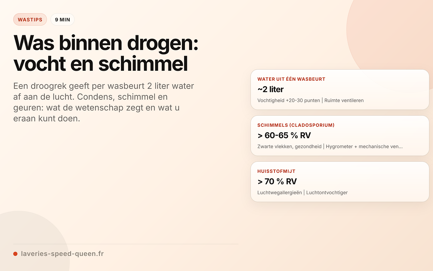 Was binnen drogen: vochtgrenzen en risico's