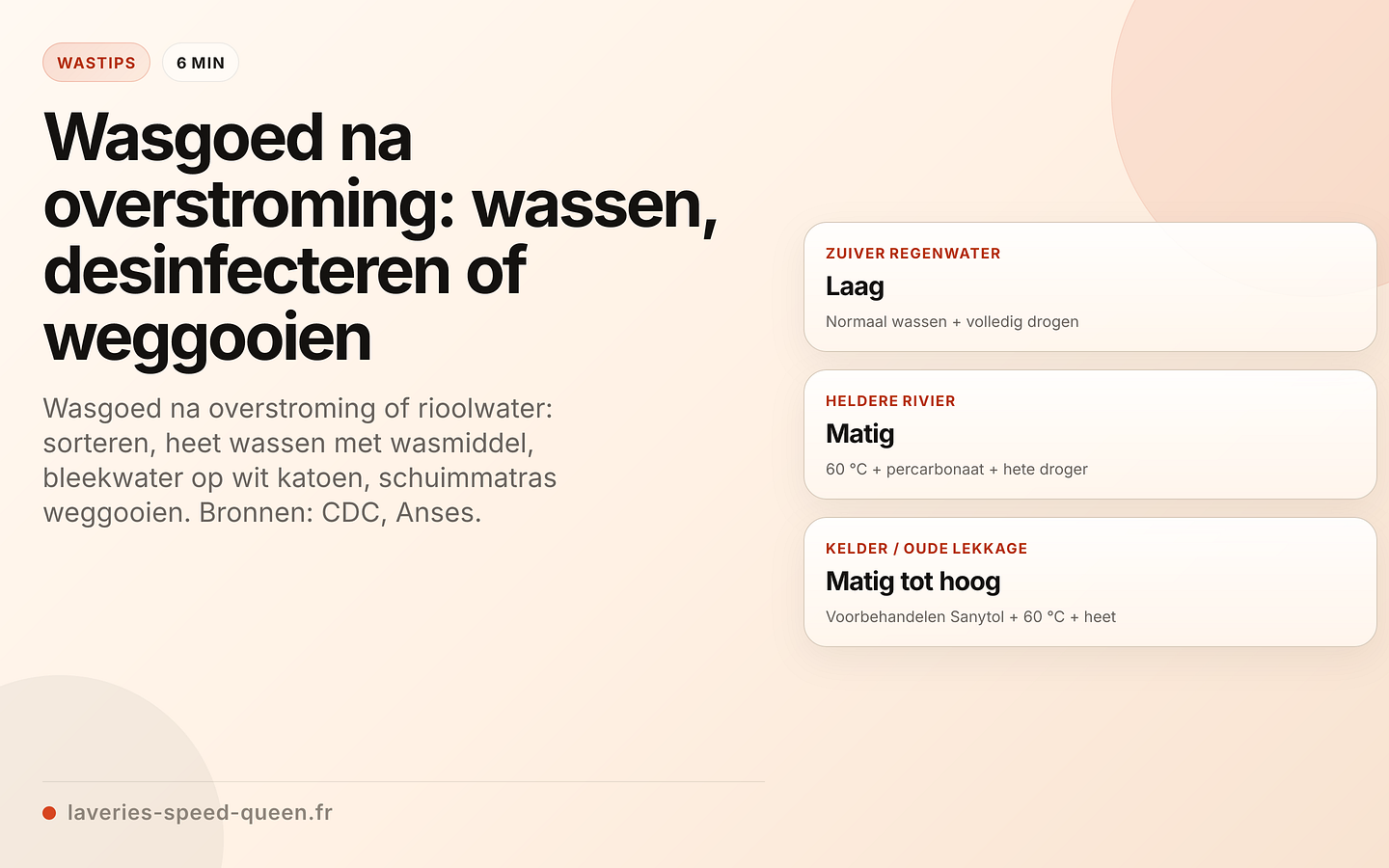 Protocol voor het sorteren en wassen van wasgoed na een overstroming