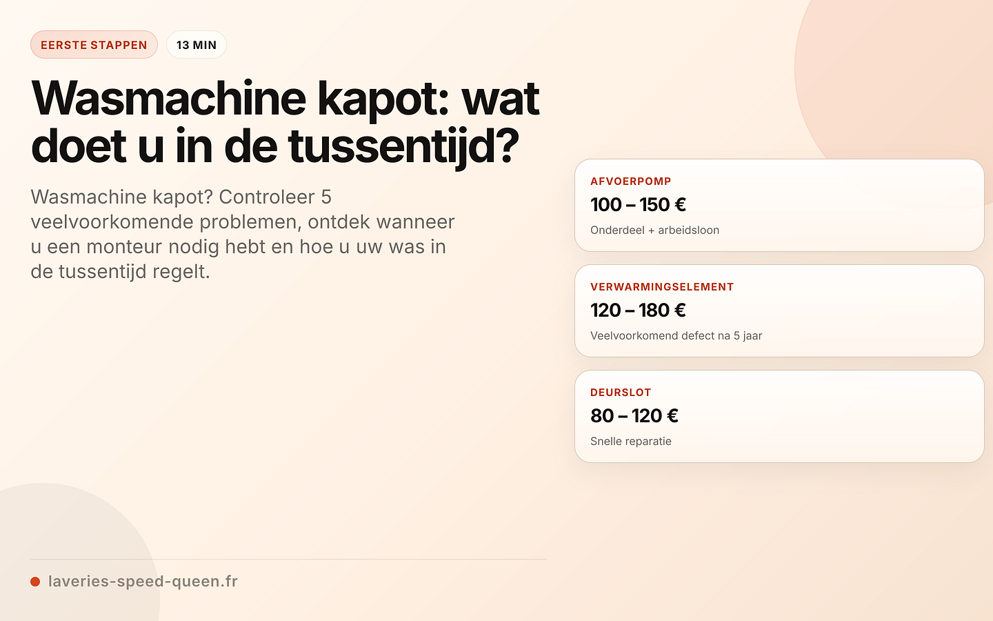 Kosten voor reparatie van een wasmachine (2026)