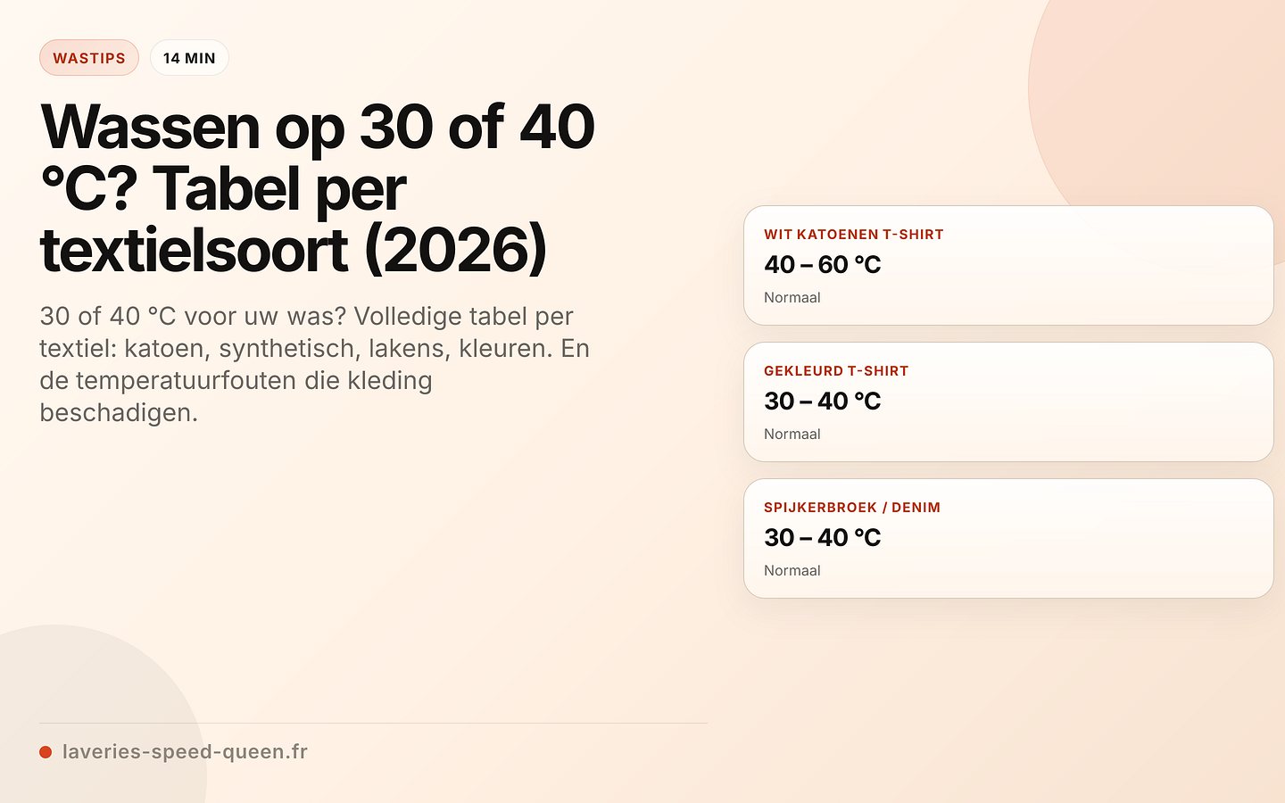 Wassen op 30 of 40 °C? Tabel per textielsoort (2026)