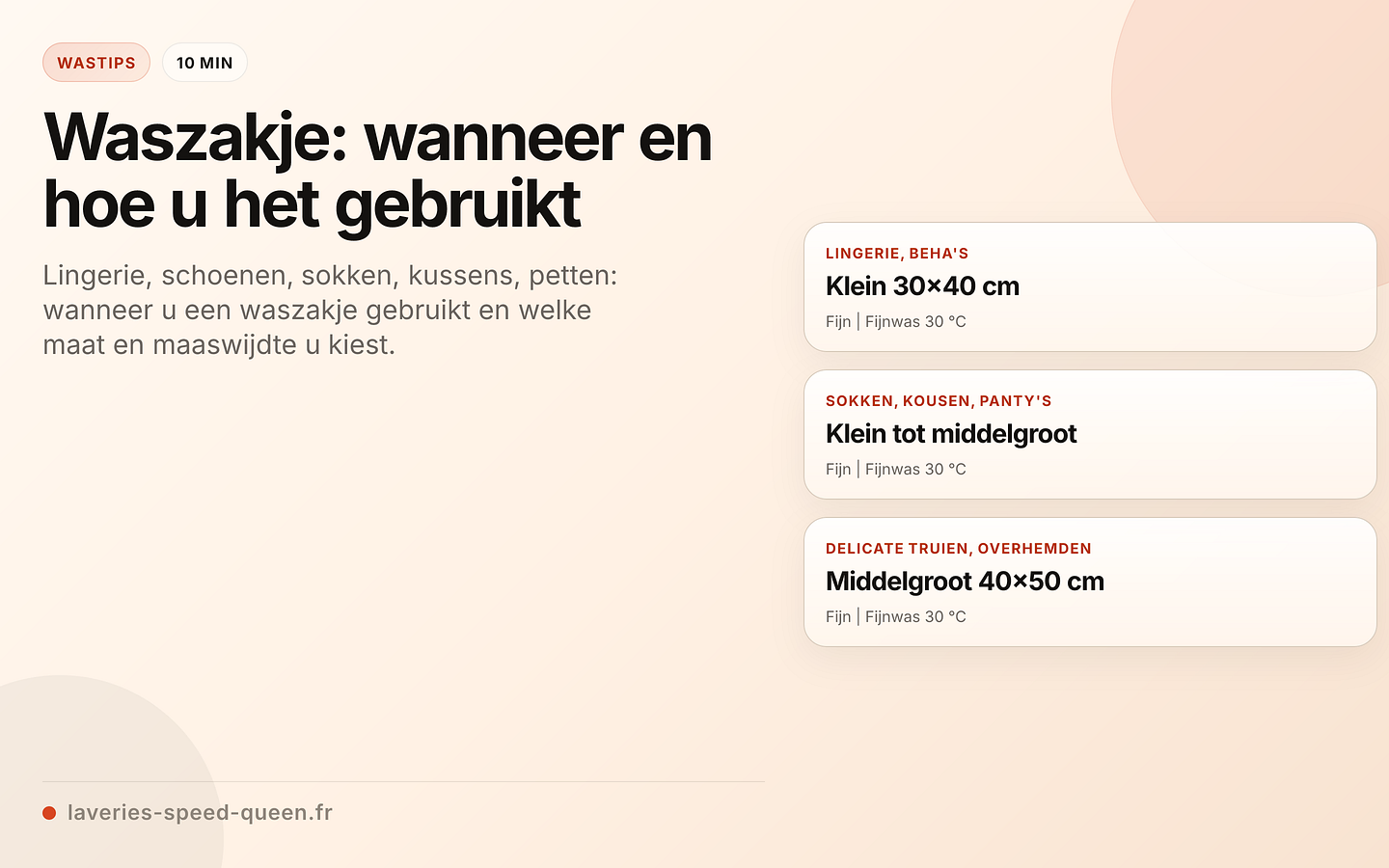 Welk waszakje voor welk artikel