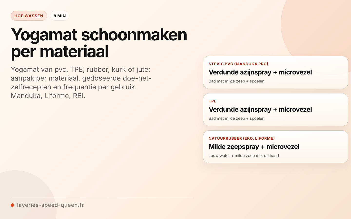 Schoonmaakprotocol voor een yogamat per materiaal