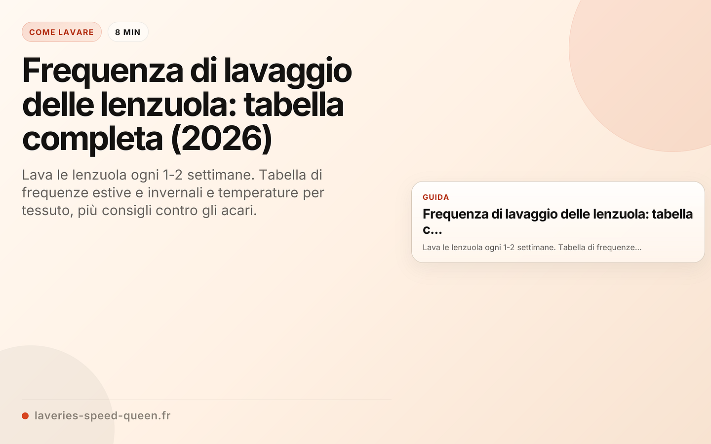 Frequenza di lavaggio della biancheria da letto