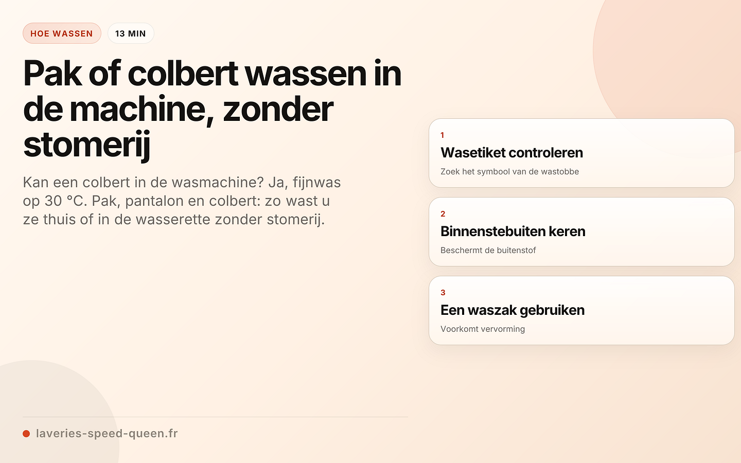 Pak of colbert wassen in de machine, zonder stomerij