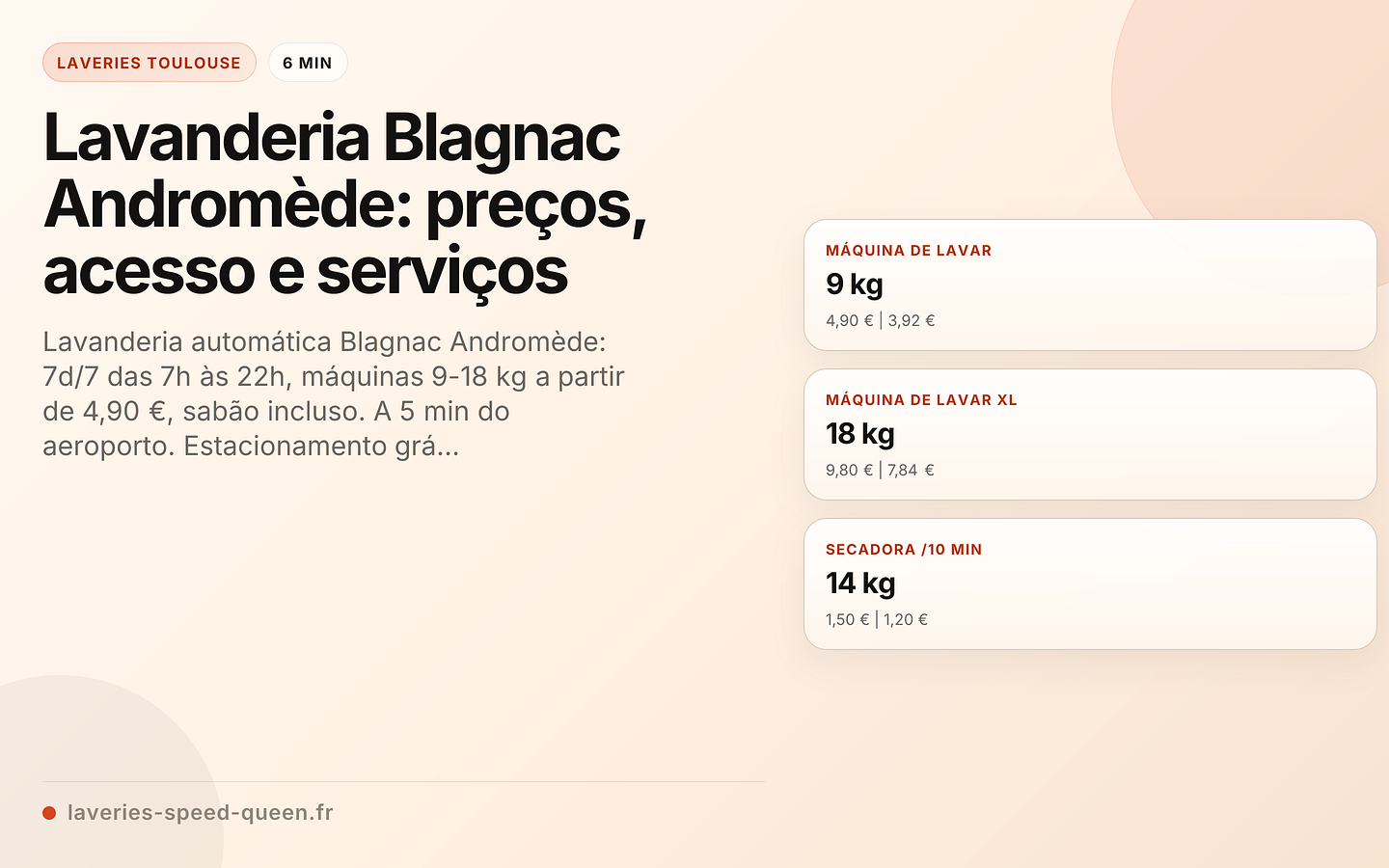 Lavanderia Blagnac Andromède: preços, acesso e serviços