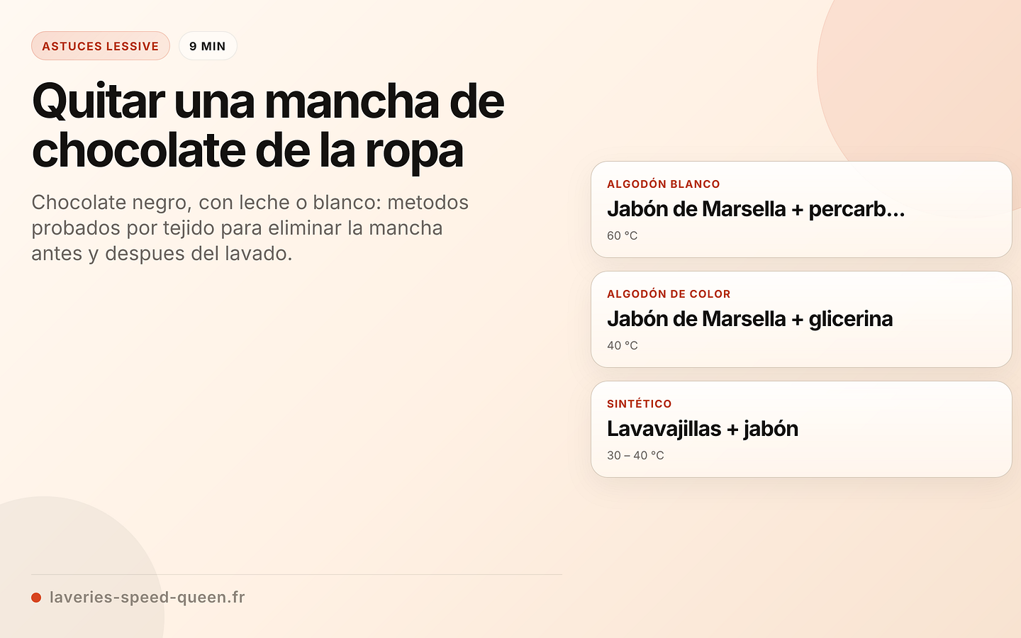 Détacher le chocolat par type de tissu