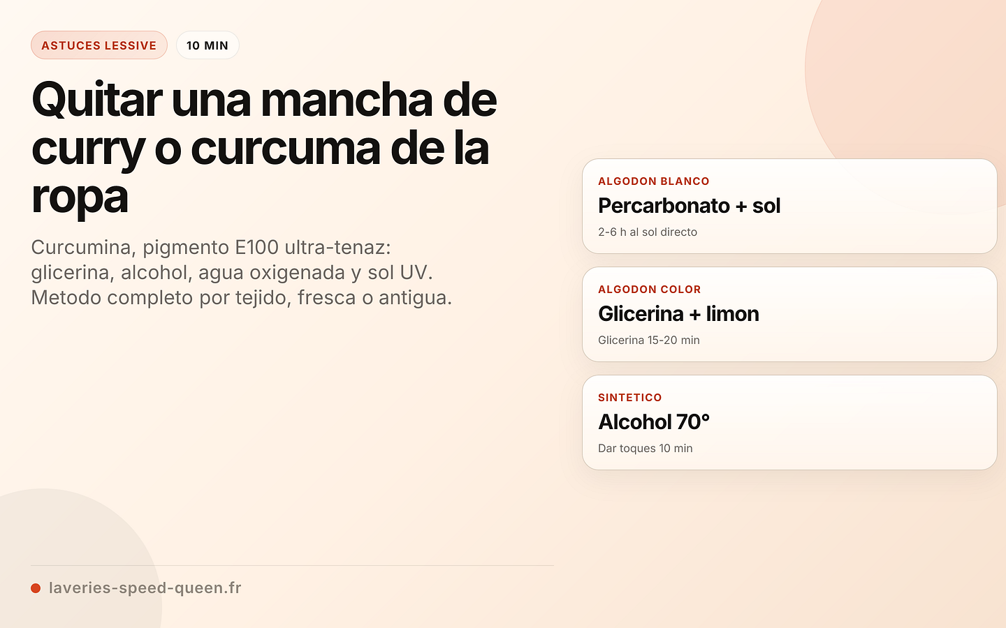 Quitar manchas de curry y curcuma por tejido