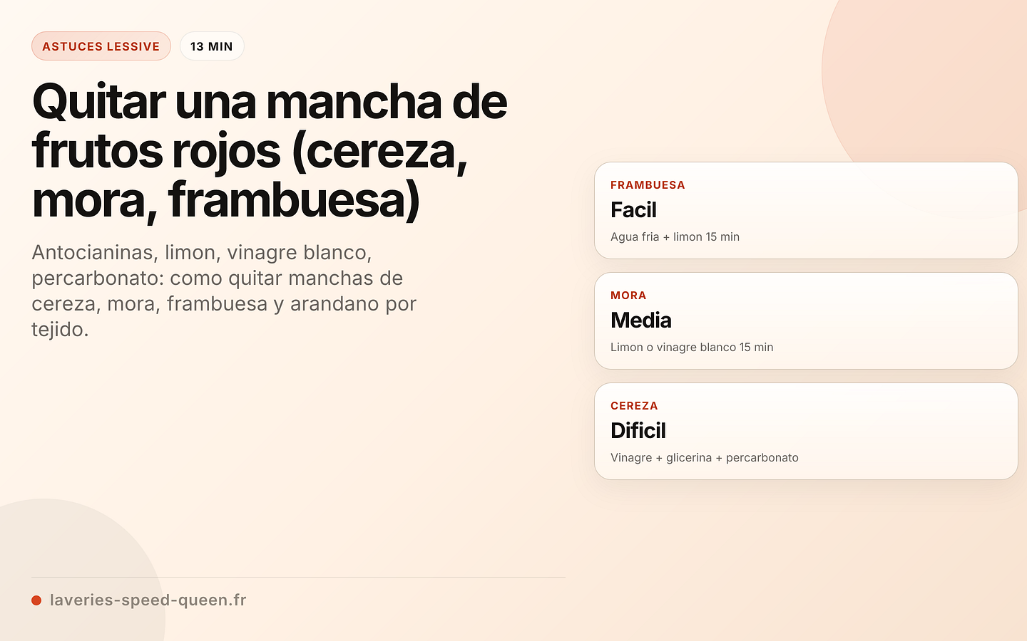 Quitar una mancha de frutos rojos (cereza, mora, frambuesa)