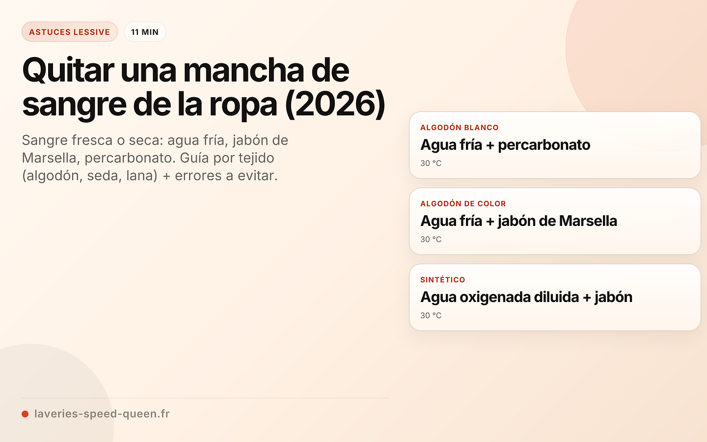 Détacher le sang par type de tissu