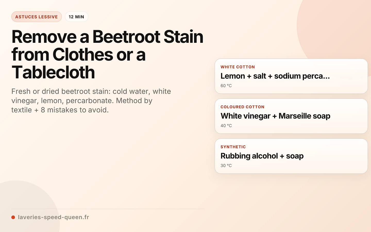 Détacher la betterave par type de tissu