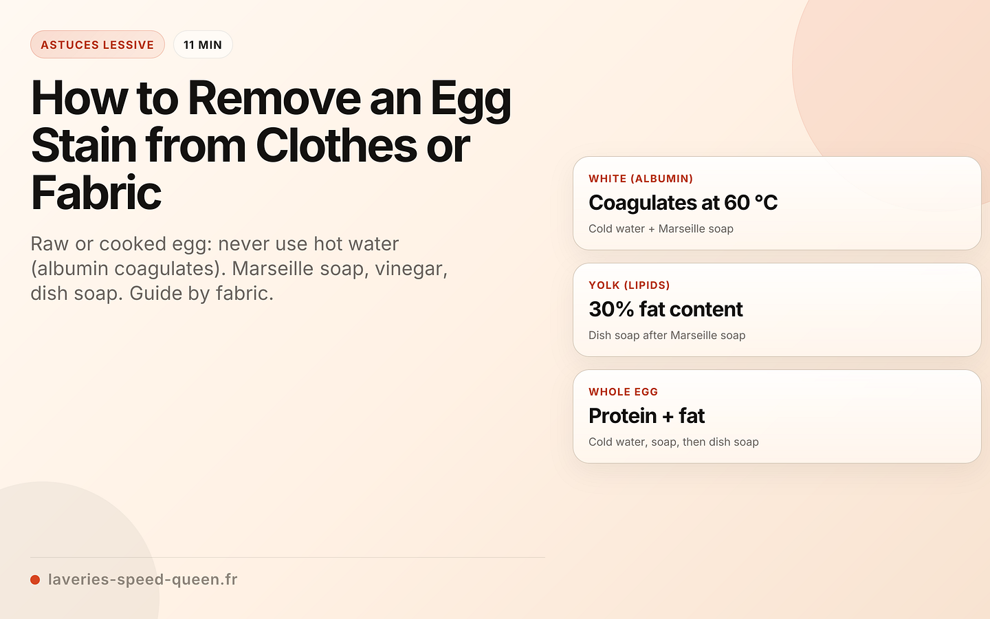 Egg stain removal by component